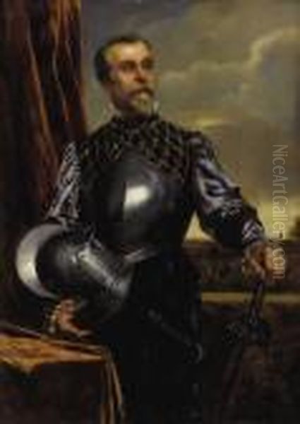 Portrait Of A Man In Armor Oil Painting by Rudolph Ernst