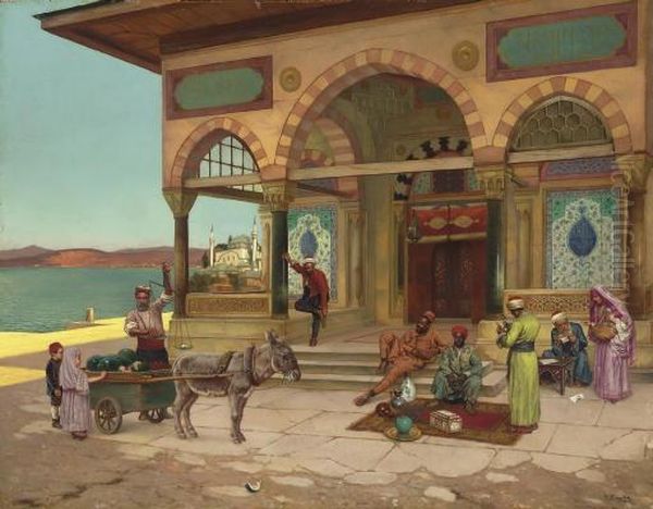 Outside The Selim Turbe, Constantinople Oil Painting by Rudolph Ernst