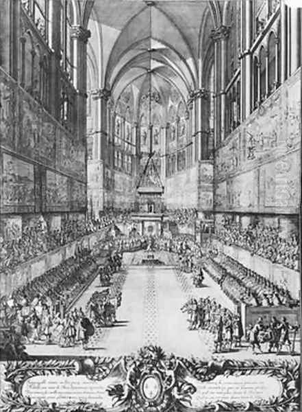 The Coronation of Louis XIV on 7th June 1654 in Reims cathedral Oil Painting by Antoine Le Pautre