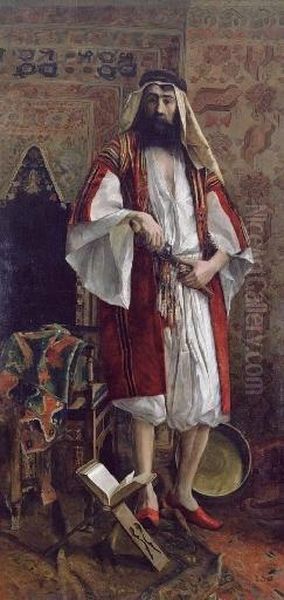 Portrait Of An Arab Nobleman Oil Painting by Rudolph Ernst