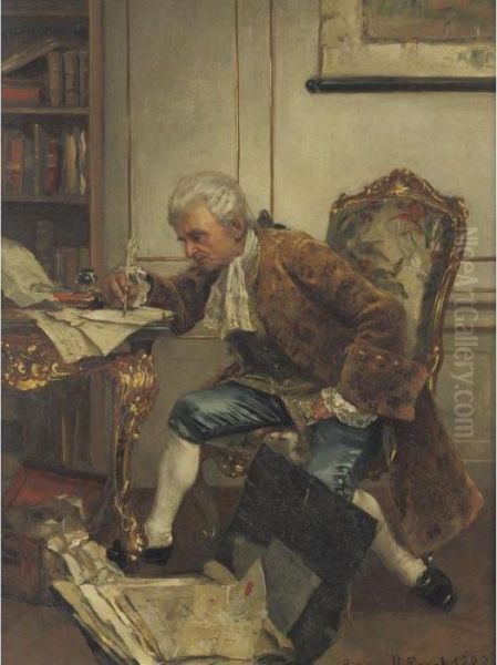 Keeping The Books Oil Painting by Rudolph Ernst