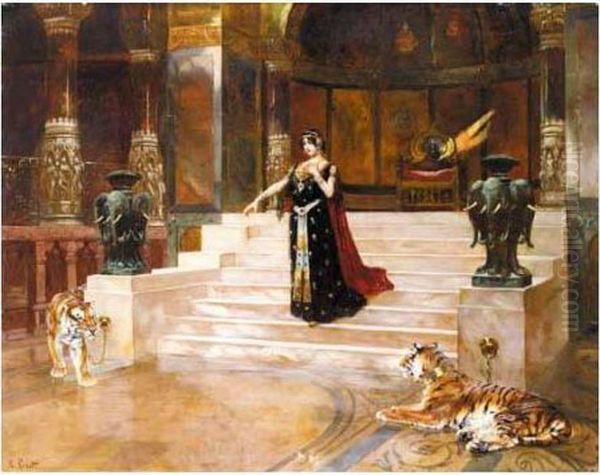 Salome And The Tigers Oil Painting by Rudolph Ernst