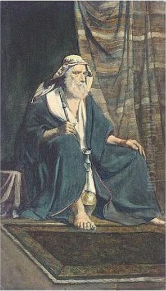 A Seated Arab Man Oil Painting by Rudolph Ernst