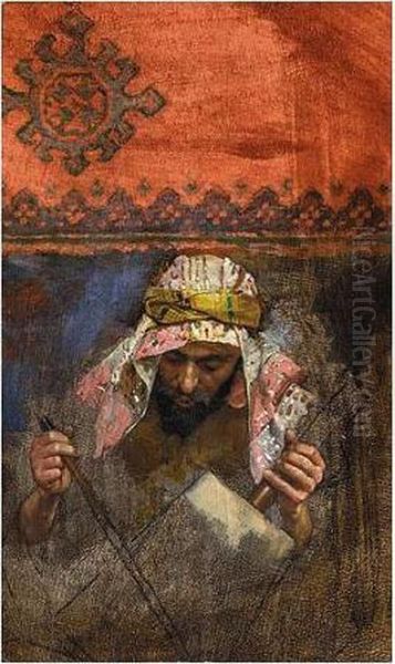 Study Of An Arab Musician Oil Painting by Rudolph Ernst