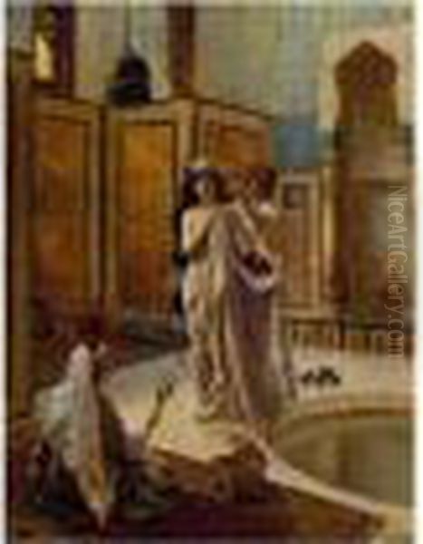 The Harem Bath Oil Painting by Rudolph Ernst