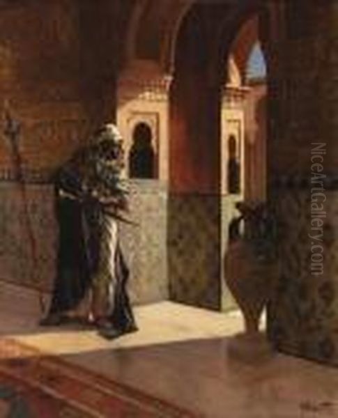 The Moorish Guard, The Alhambra Oil Painting by Rudolph Ernst