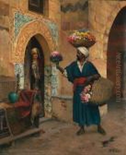 The Flower Seller Oil Painting by Rudolph Ernst