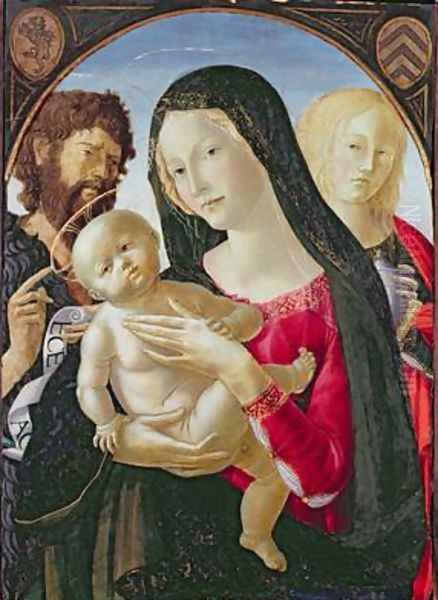 Madonna and Child with St John the Baptist and St Mary Magdalene Oil Painting by Neroccio di (Neroccio da Siena) Landi