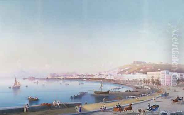 Naples from Mergellina Oil Painting by P. Lapira