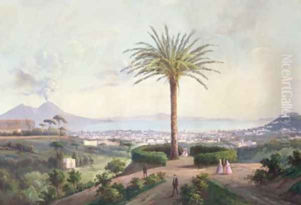 View of Naples from Capodimonte Oil Painting by P. Lapira