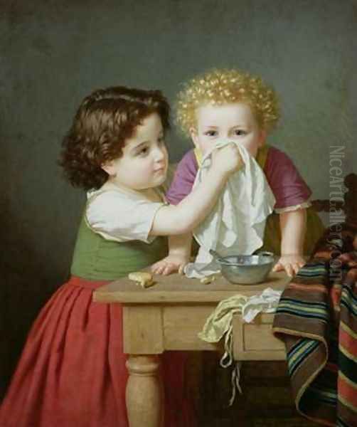 Motherly Instinct 1872 Oil Painting by Amalia Lindegren