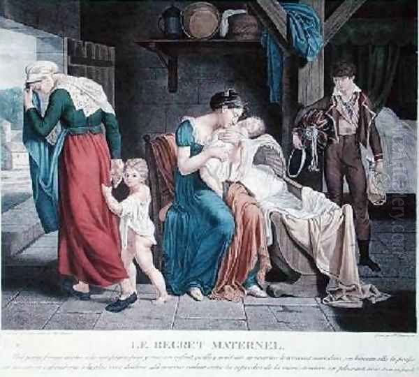 The Death of the baby put in the care of a nurse Oil Painting by Charles-Jacques Lebel