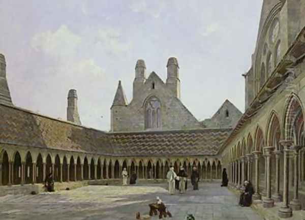 The Cloister of Mont Saint Michel Oil Painting by Emmanuel Lansyer