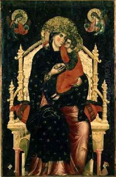 Madonna and Child Enthroned with Donors Oil Painting by Pietro di Giovanni Lianori