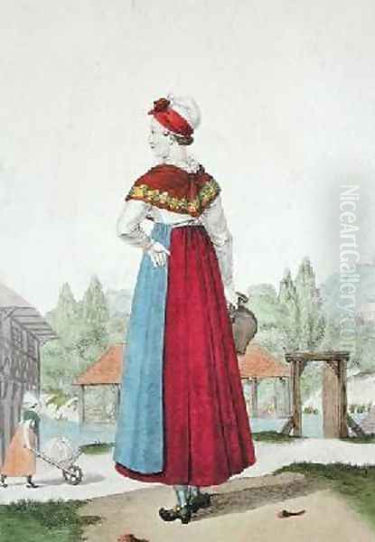 Traditional costume of Lisieux Oil Painting by Louis-Marie Lante