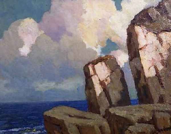 Rocky Coast on Jersey Oil Painting by Francis William Synge Le Maistre