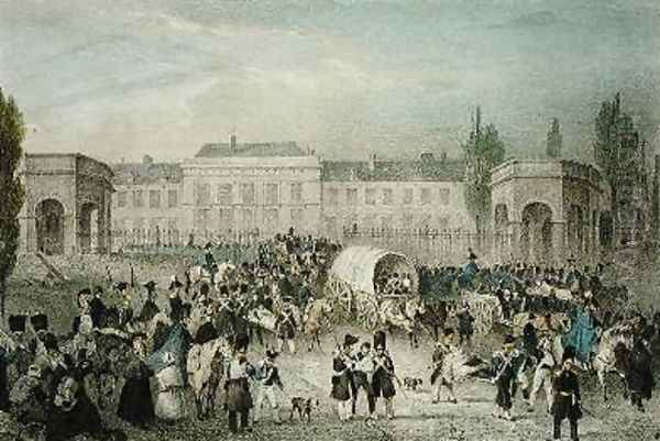 Porte de Louvain Brussels The Retreat of the Dutch Troops Oil Painting by Lauters, Paulus