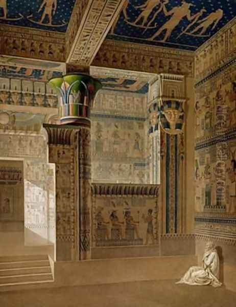 Interior view of the West Temple of the Memnonium Thebes Oil Painting by Le Pere