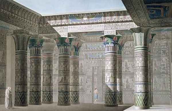 Interior perspective view from the portico of the Grand Temple on the Island of Philae Oil Painting by Le Pere