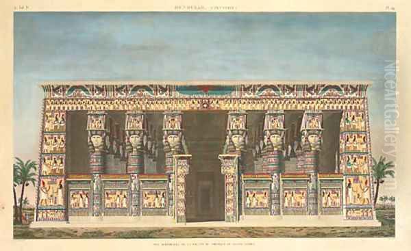 Denderah (Tentyris) -- Vue perspective de la facade de portique de Grand Temple, from Description de L'egypte by Leisnier Oil Painting by Le Pere