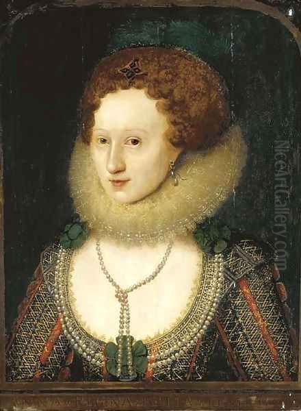 Portrait of a lady, bust-length, traditionally identified as Anne of Denmark Oil Painting by William Larkin