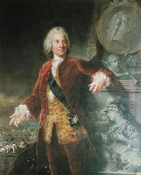 Germain Pichault de la Martiniere 1697-1783 Oil Painting by Francois Adrien Grasognon Latinville