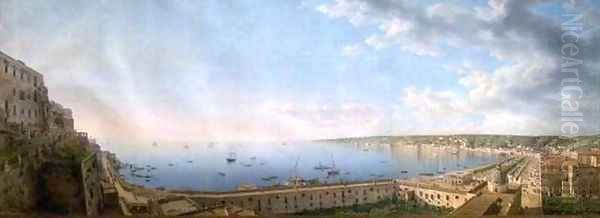 View of the Bay of Naples Oil Painting by Giovanni Battista Lusiere