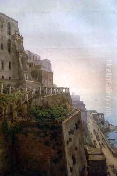 View of the Bay of Naples detail 3 Oil Painting by Giovanni Battista Lusiere