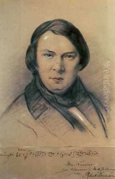 Robert Schumann 1810-56 Oil Painting by Jean Joseph Bonaventure Laurens