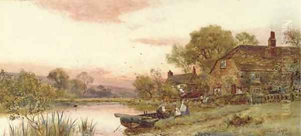 The mill pond, Ashington Oil Painting by Walker Stuart Lloyd