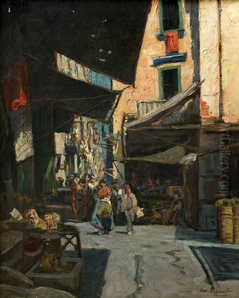 Mercado De Napoles Oil Painting by Gaetano Esposito