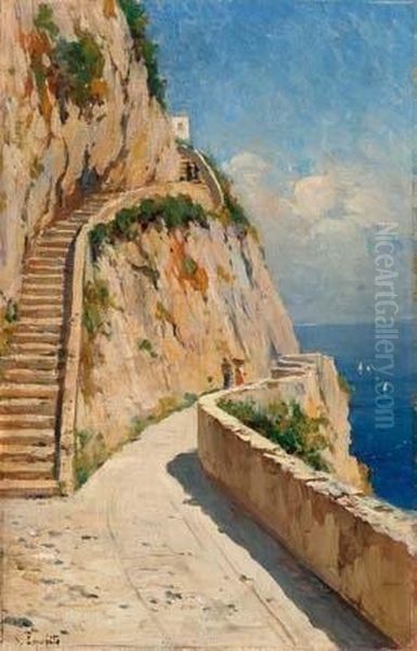 Strada Di Capri Oil Painting by Gaetano Esposito