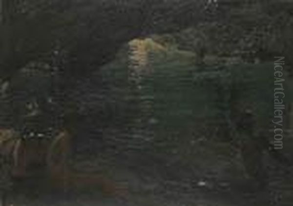 Bagnanti Nella Grotta Delle Sirene Oil Painting by Gaetano Esposito