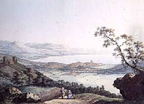 View of Geneva from Saconex in Savoy Oil Painting by Linck, Jean Philippe II