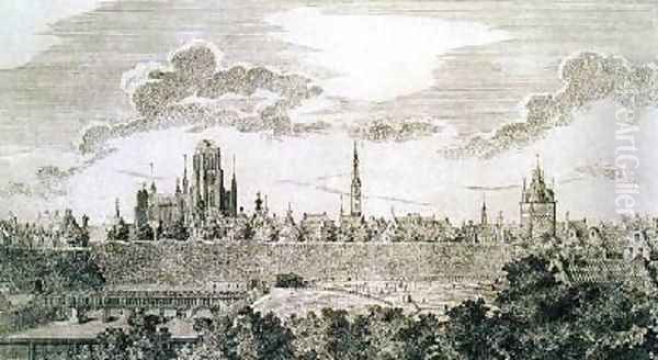 View of Gdansk from the Ramparts Oil Painting by Lohrmann, or Lormann, Friedrich Anton