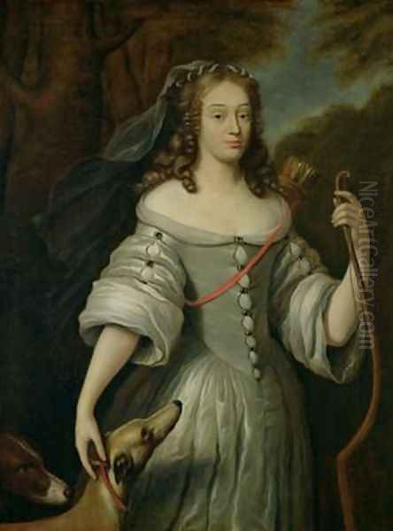 Portrait of Francoise Louise de la Baume le Blanc 1644-1710 Duchesse de Vaujour also known as Mademoiselle de la Valliere Oil Painting by Claude Lefebvre