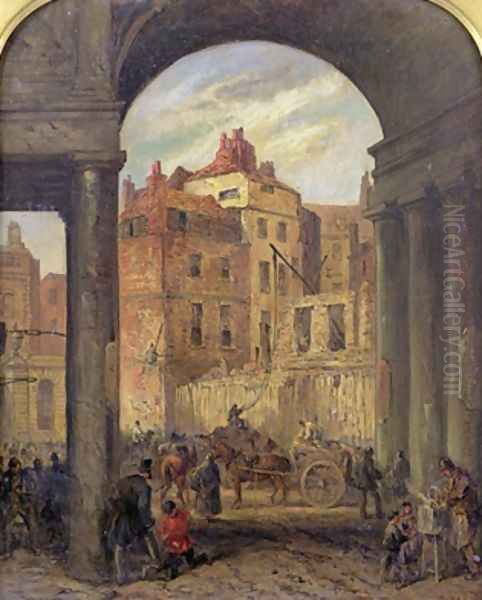 Foregate Strand Entrance to Boswell Court demolished for the site of the New Law Courts Oil Painting by Robert Thomas Landells