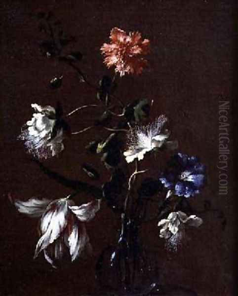 Still life of Caper Flowers Carnations Bindweed and Tulips Oil Painting by Gasparo Lopez