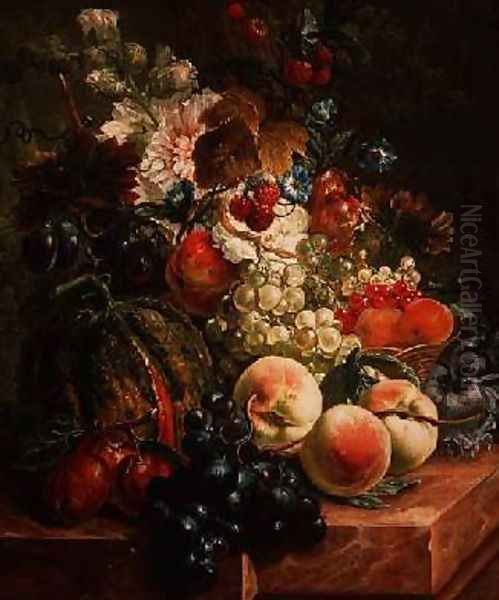 Still Life of Fruit and Flowers Oil Painting by Johannes or Jacobus Linthorst