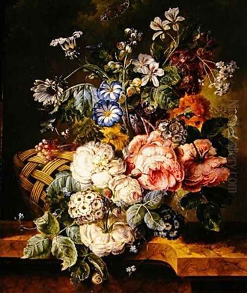 Still life with flowers 1813 Oil Painting by Johannes or Jacobus Linthorst