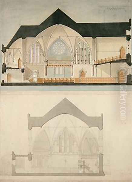 Side Elevation of Trinity College Church Edinburgh Oil Painting by John Lessels