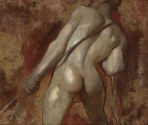 Studies Of Male Nude Figures Hauling A Rope Oil Painting by William Etty