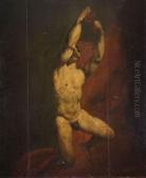 Academie D'homme Sur Fond De Draperie Rouge Oil Painting by William Etty