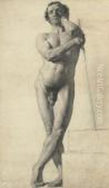 Pensive Male Nude, Standing Oil Painting by William Etty