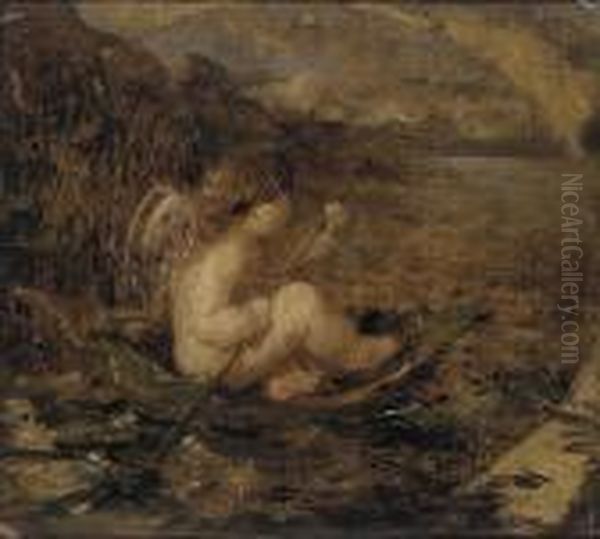 Cupid Sailing Oil Painting by William Etty