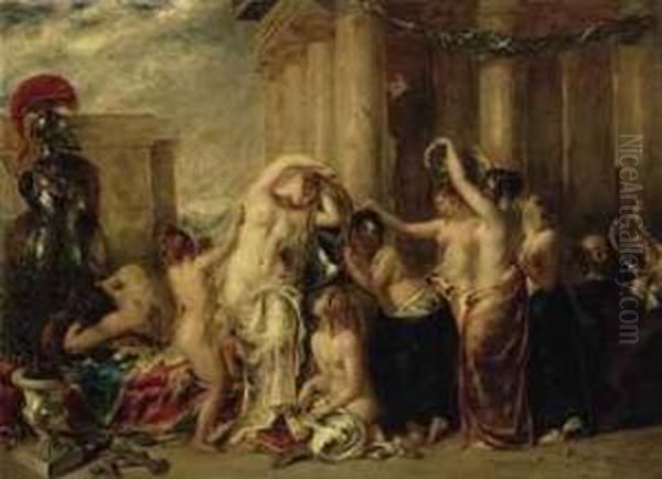 Venus And Her Satellites (venus At Her Toilet) Oil Painting by William Etty