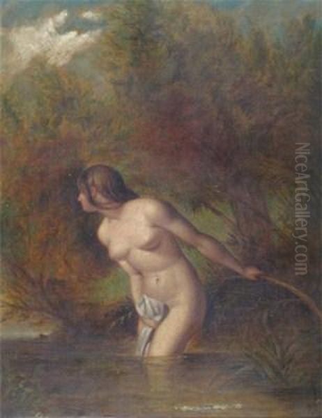 Musidora: The Bather 'at The Doubtful Breeze Alarmed' Oil Painting by William Etty