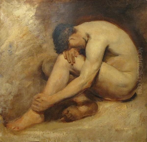 A Study Of A Male Nude Oil Painting by William Etty