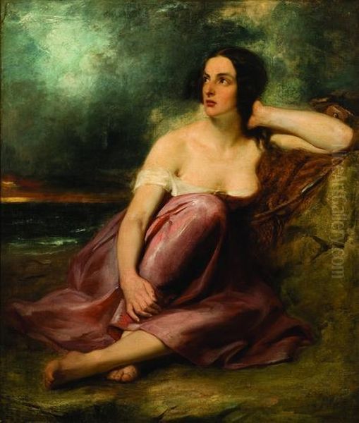 Woman Resting Against Rock Oil Painting by William Etty