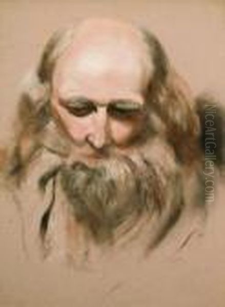 Head Study On An Old Man Oil Painting by William Etty